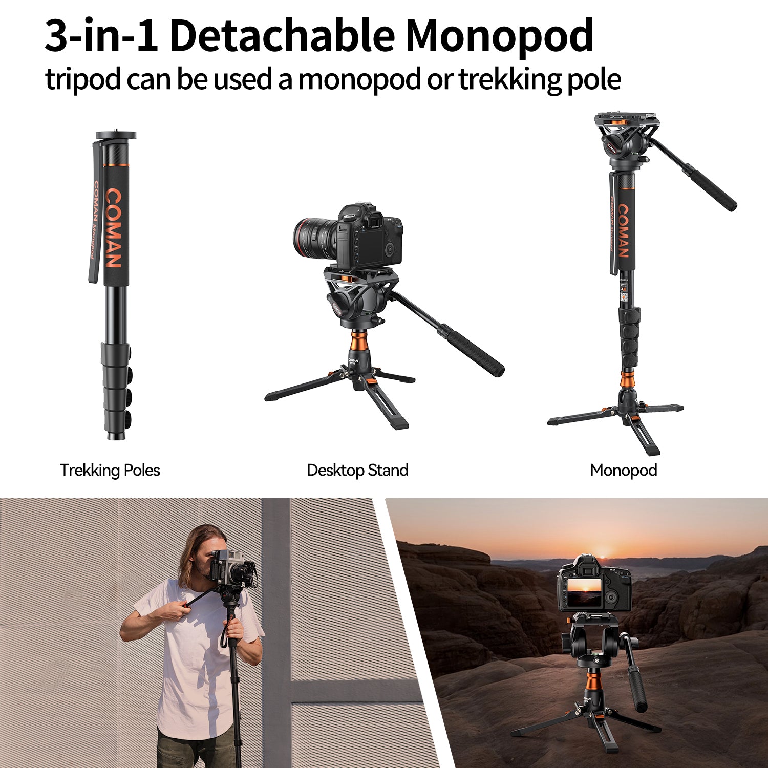 Video Monopod with Vertical Locking Knob