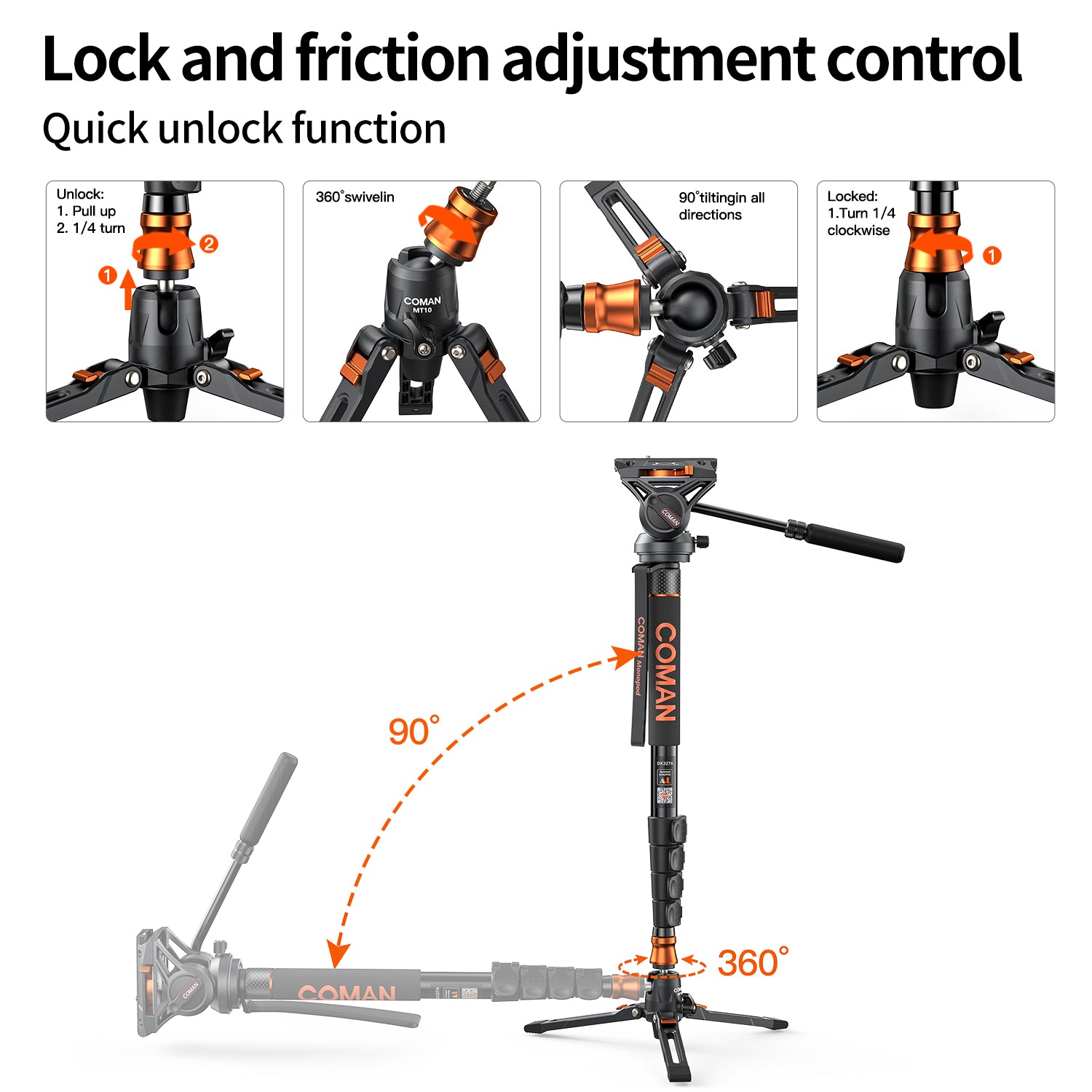 Adjustable Height Video Monopod