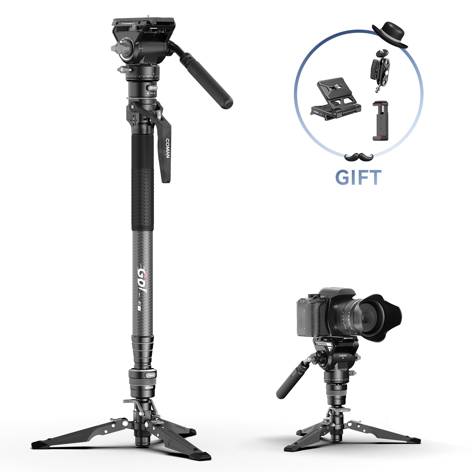 COMAN M1 Pro V5 Monopod, Quick Release Snap-Open Monopod