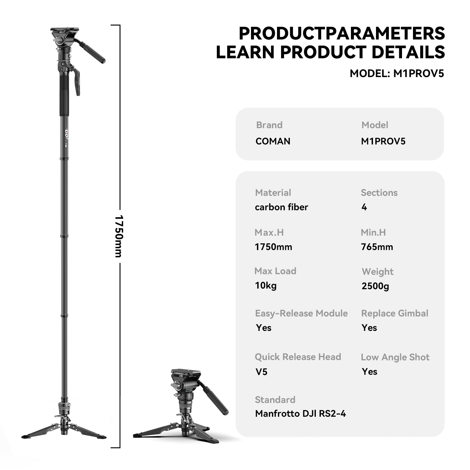 COMAN M1 Pro V5 Monopod