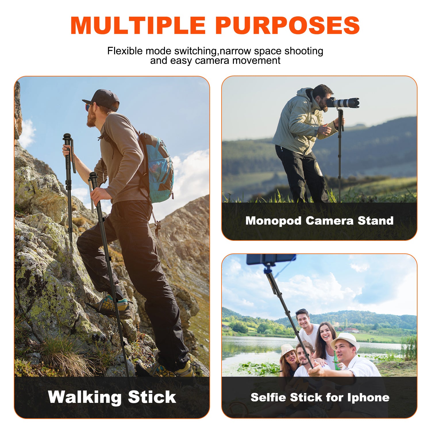 Hiking Stick with Adjustable Height