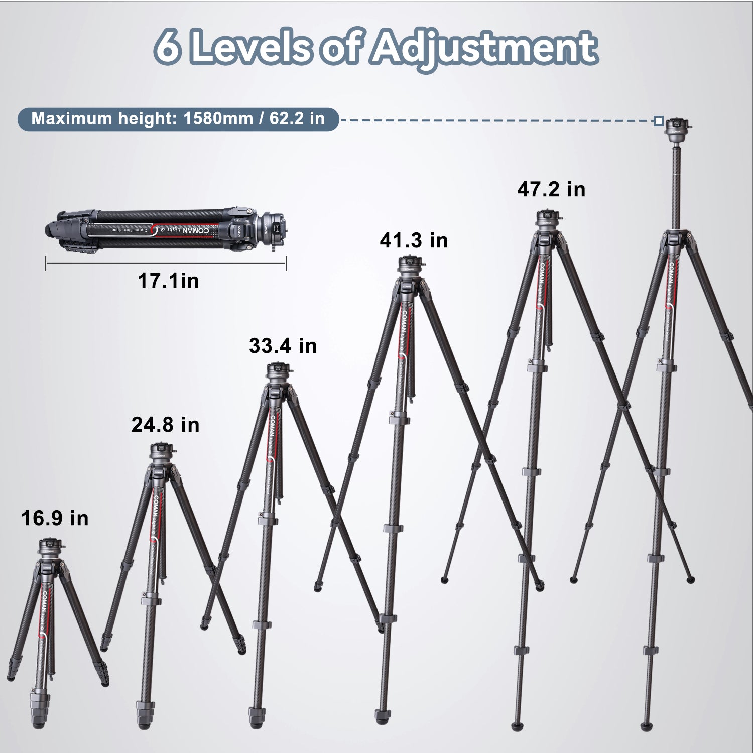 lightweight tripod Adjustable Heights
