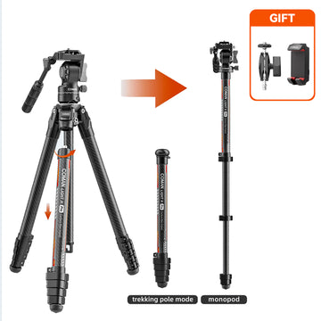 Coman Light H Pro Carbon Fiber Tripod with 1-Second Lock/Unlock & Detachable Monopod