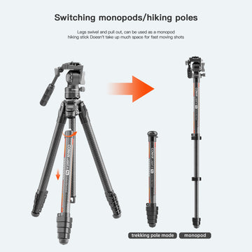 Monopod hiking pole with tripod function