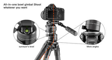 Travel tripod with one-second quick release