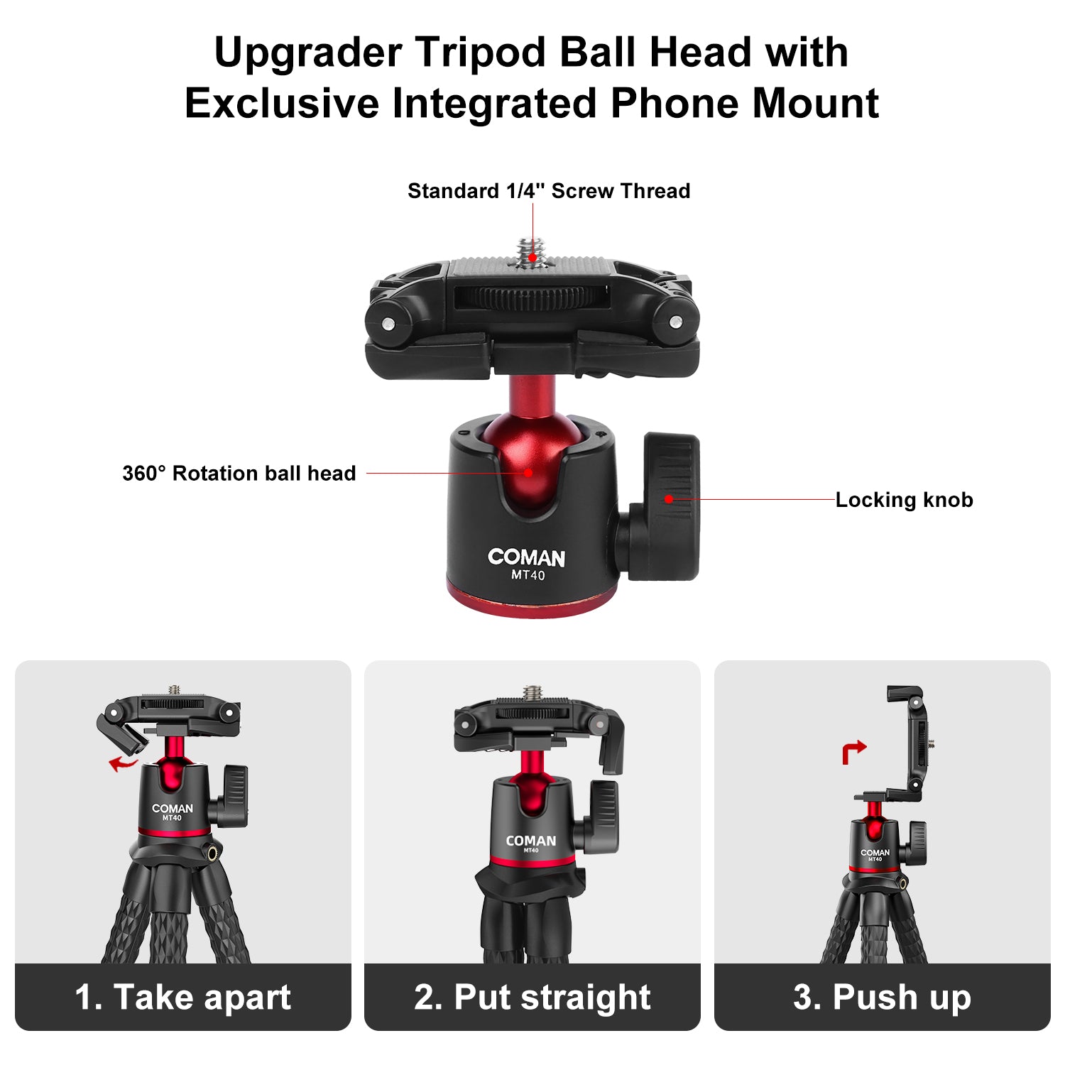 Compact Tripod with Adjustable Clip