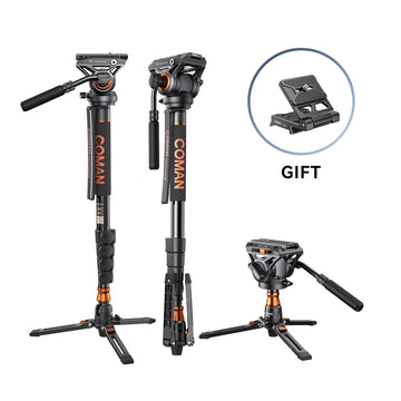 Monopode vidéo Coman DK327AQ6 70.6" pour appareils photo SLR, DSLR, DJI RS2/RS3/RS4