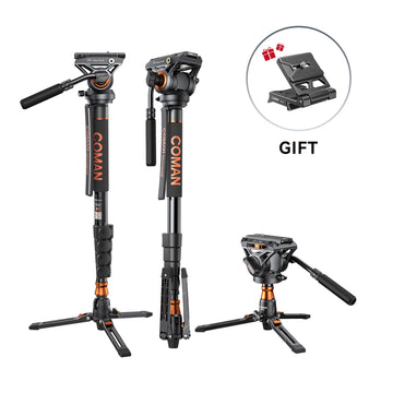 Coman DK327AQ6 ビデオ一脚 70.6" SLR、DSLR、DJI RS2/RS3/RS4カメラ用