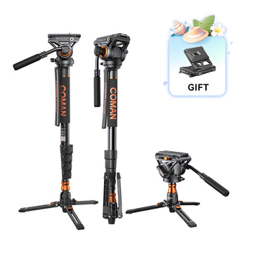 Monopode vidéo Coman DK327AQ6 70.6" pour appareils photo SLR, DSLR, DJI RS2/RS3/RS4