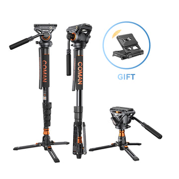 COMAN DK327AQ6 Aluminum Camera Video Monopod with Fluid Head & Feet