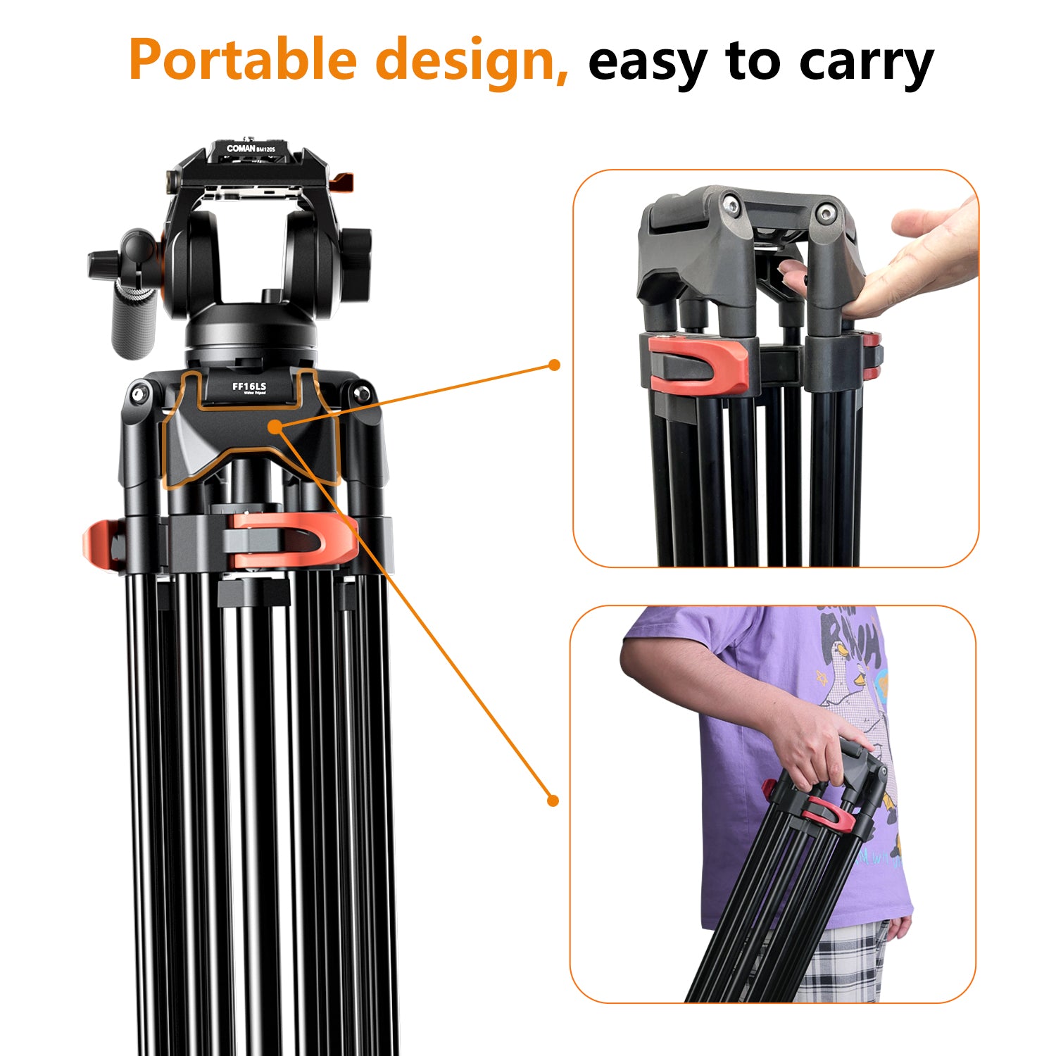 Heavy Duty Video Tripod with Fluid Head for DSLR & Camcorder – COMAN