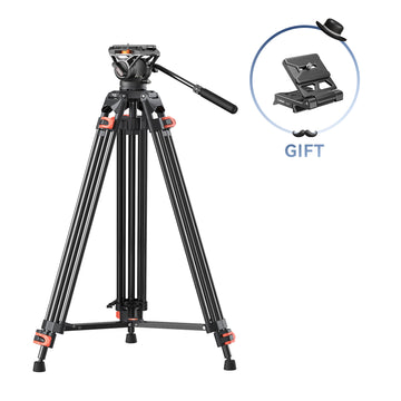 Coman FF16LS Heavy Duty Video Tripod with Fluid Head, Aluminium 73"