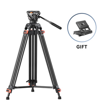 Coman FF16LS Heavy Duty Video Tripod with Fluid Head, Aluminium 73"