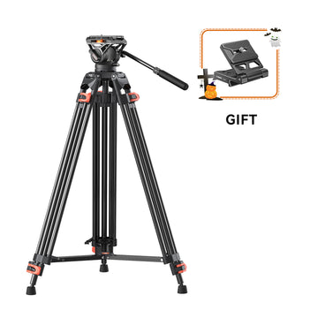 Coman FF16LS Heavy Duty Video Tripod with Fluid Head, Aluminium 73"