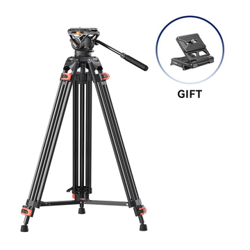 Coman FF16LS Heavy Duty Video Tripod with Fluid Head, Aluminium 73"