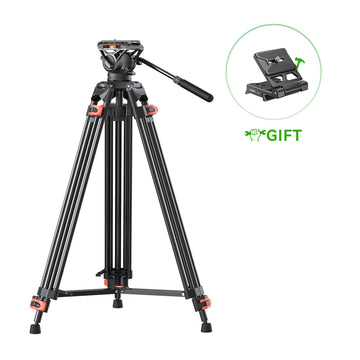 Coman FF16LS Heavy Duty Video Tripod with Fluid Head, Aluminium 73"
