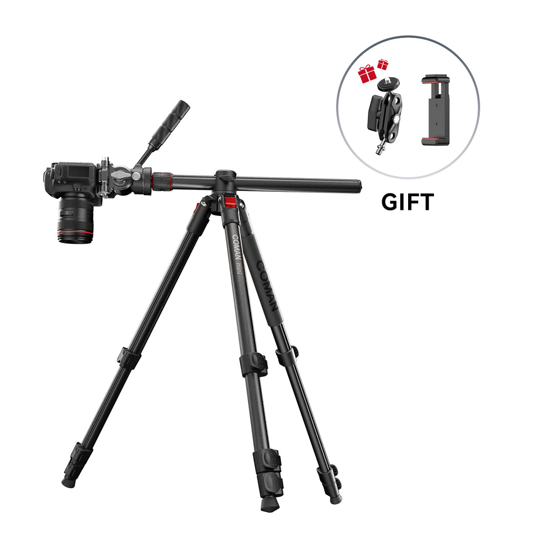 COMAN KX3939Mini A32&V1 Multi-Functional Horizontal Tripod & Monopod with Fluid Head & 360° Ball Head, 1810mm, 15KG Load