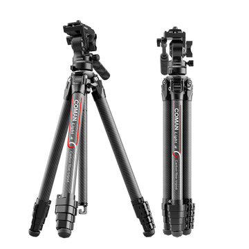 Coman Light H Portable Carbon Fiber Travel Tripod with Mini Fluid Head