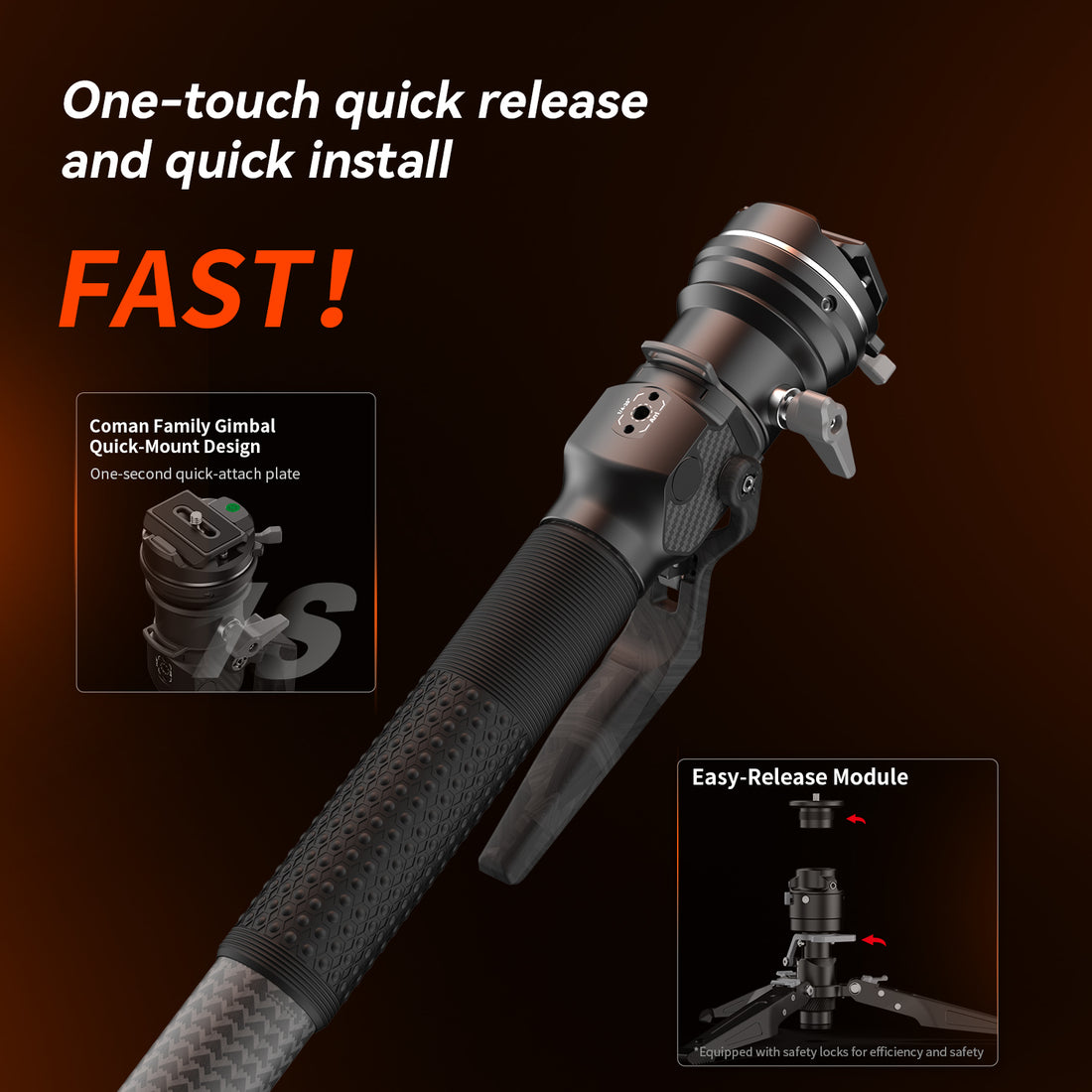 COMAN M1S (Upgraded Version) Lightweight Carbon Fiber Monopod with Arca Quick Release 1655mm