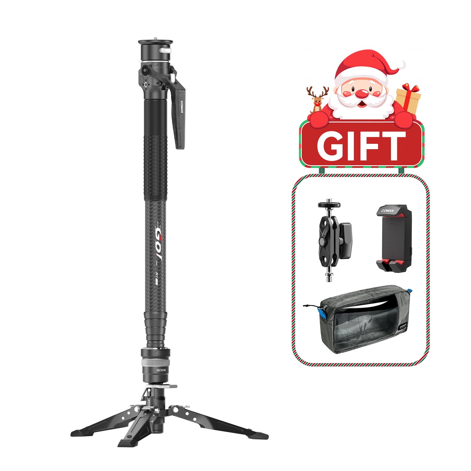 COMAN M1 Pro Monopod Quick Release Lightweight Carbon Fiber Monopod 44.1 lbs Load