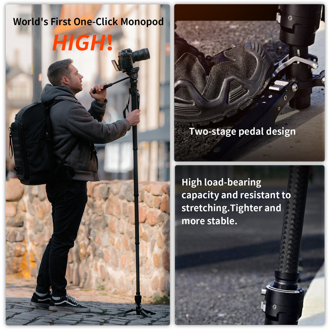 COMAN M1 Pro V5 Camera Monopod with Fluid Head, One-Click Quick Release, and 1750mm Max Height