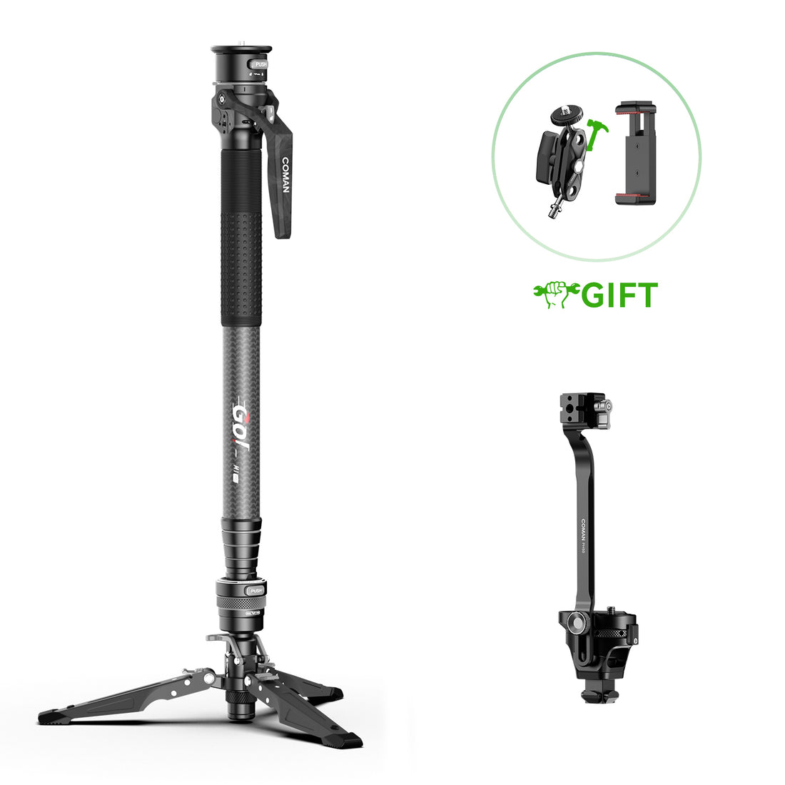 COMAN M1 Pro Monopod Quick Release Lightweight Carbon Fiber Monopod 44.1 lbs Load