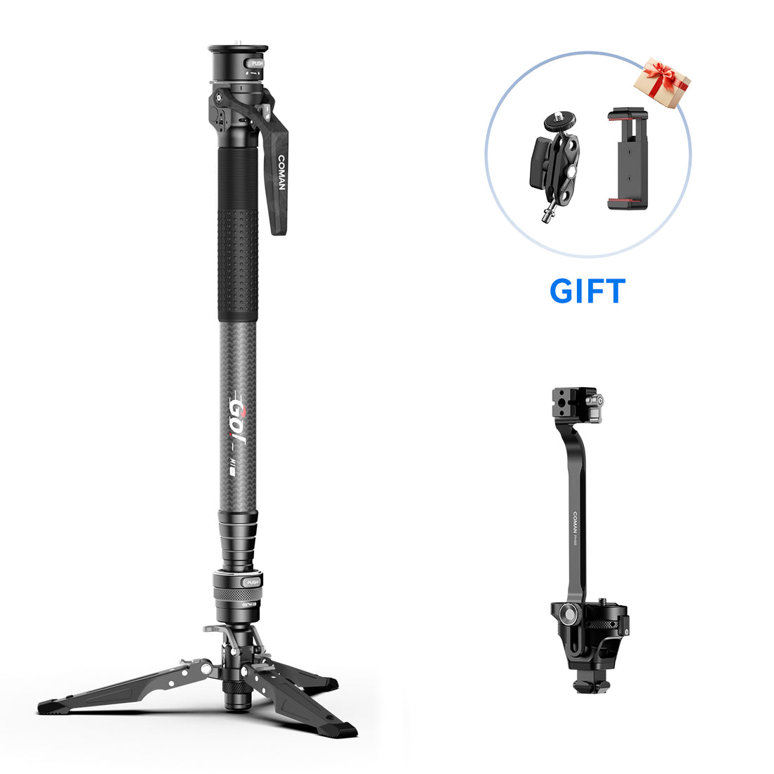 COMAN M1 Pro Monopod Quick Release Lightweight Carbon Fiber Monopod 44.1 lbs Load
