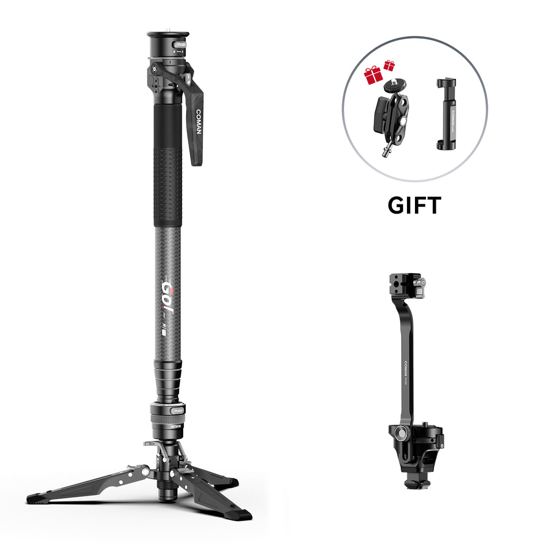 COMAN M1 Pro Monopod Quick Release Lightweight Carbon Fiber Monopod 44.1 lbs Load