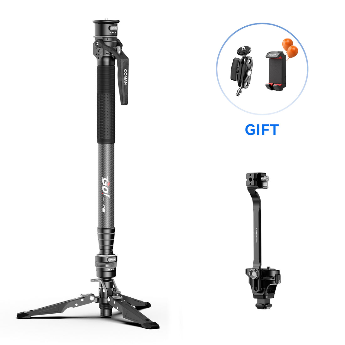 COMAN M1 Pro Monopod Quick Release Lightweight Carbon Fiber Monopod 44.1 lbs Load