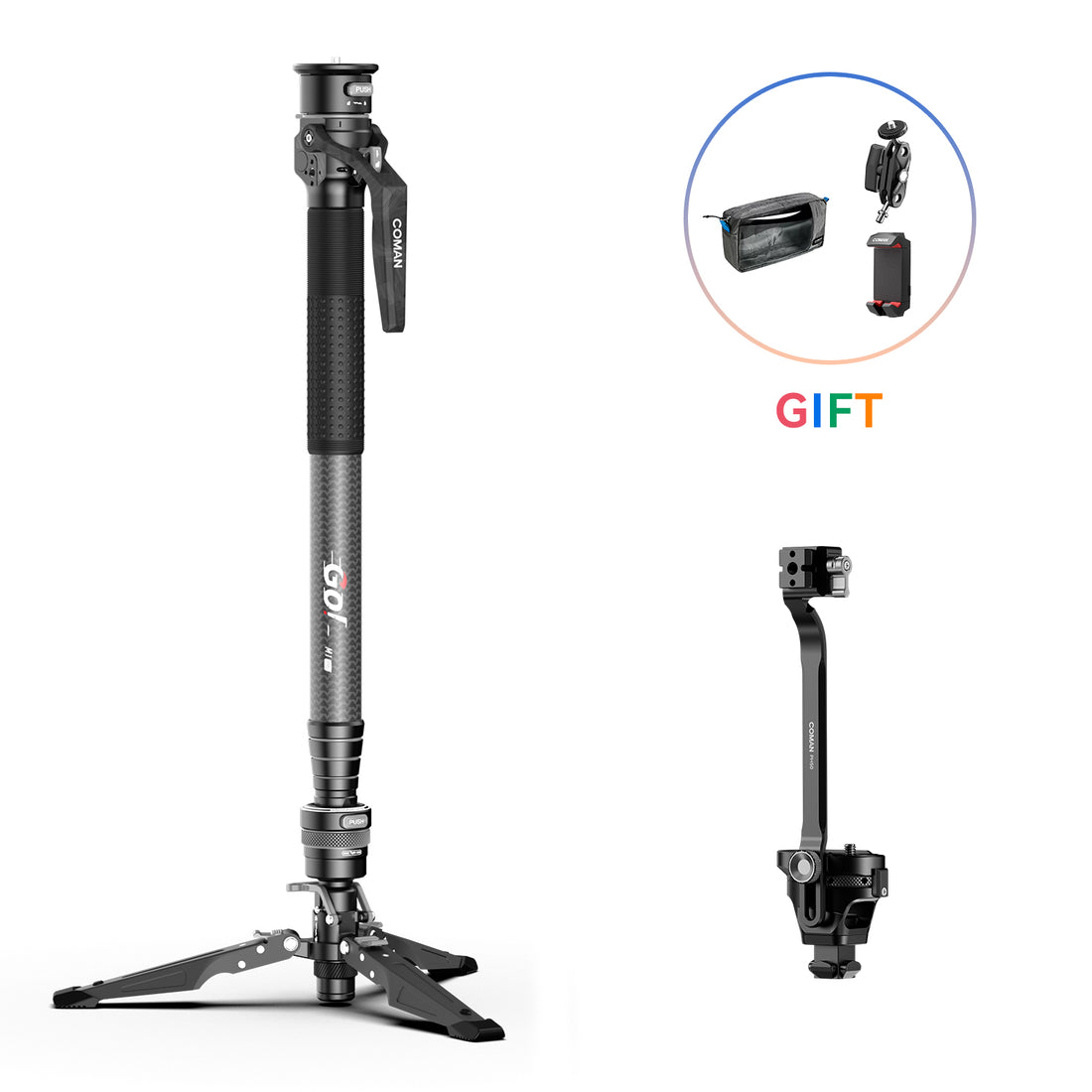 COMAN M1 Pro Monopod Quick Release Lightweight Carbon Fiber Monopod 44.1 lbs Load