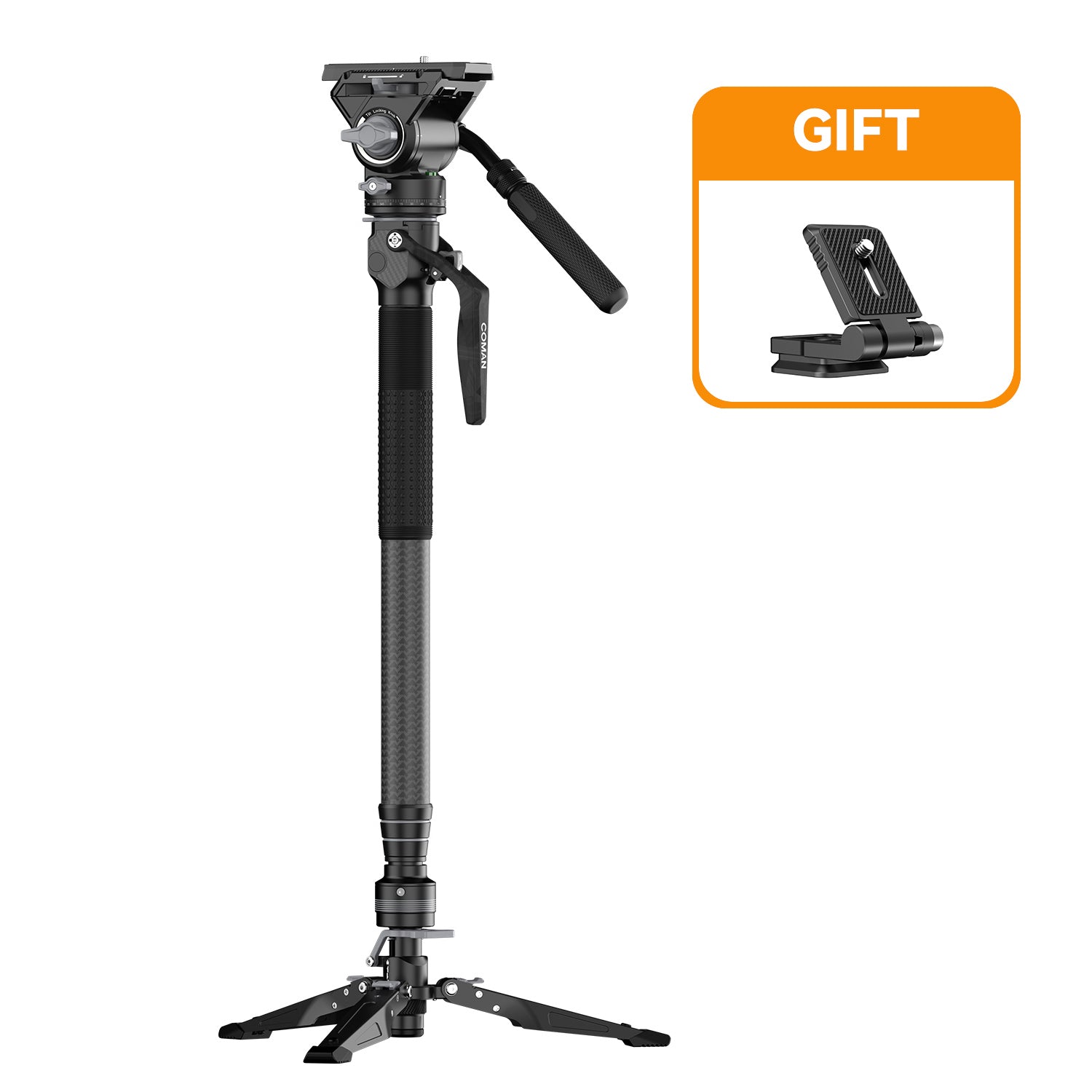 COMAN M1 & M1V5 Portable Lightweight Carbon Fiber Monopod Stable Support 20kg