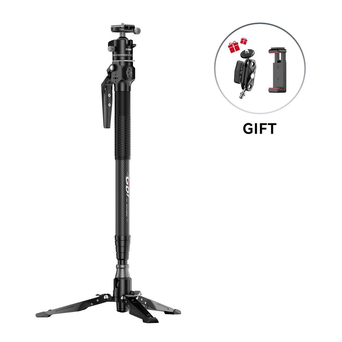 COMAN M1MINI Carbon Fiber 4-Section One-Click Lift Monopod 62.8in Quick Adjustment
