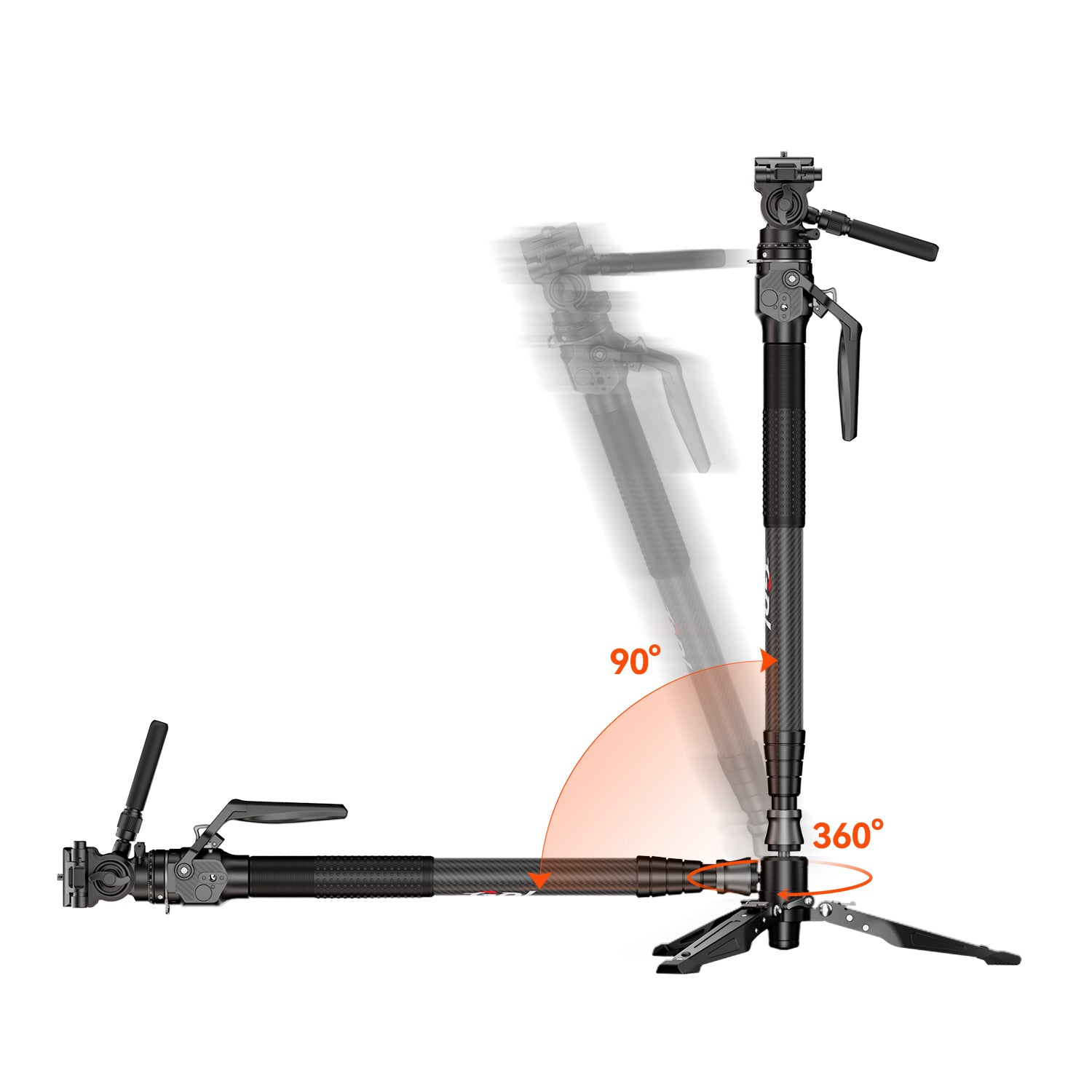 COMAN M1MINI Carbon Fiber 4-Section One-Click Lift Monopod 62.8in Quic