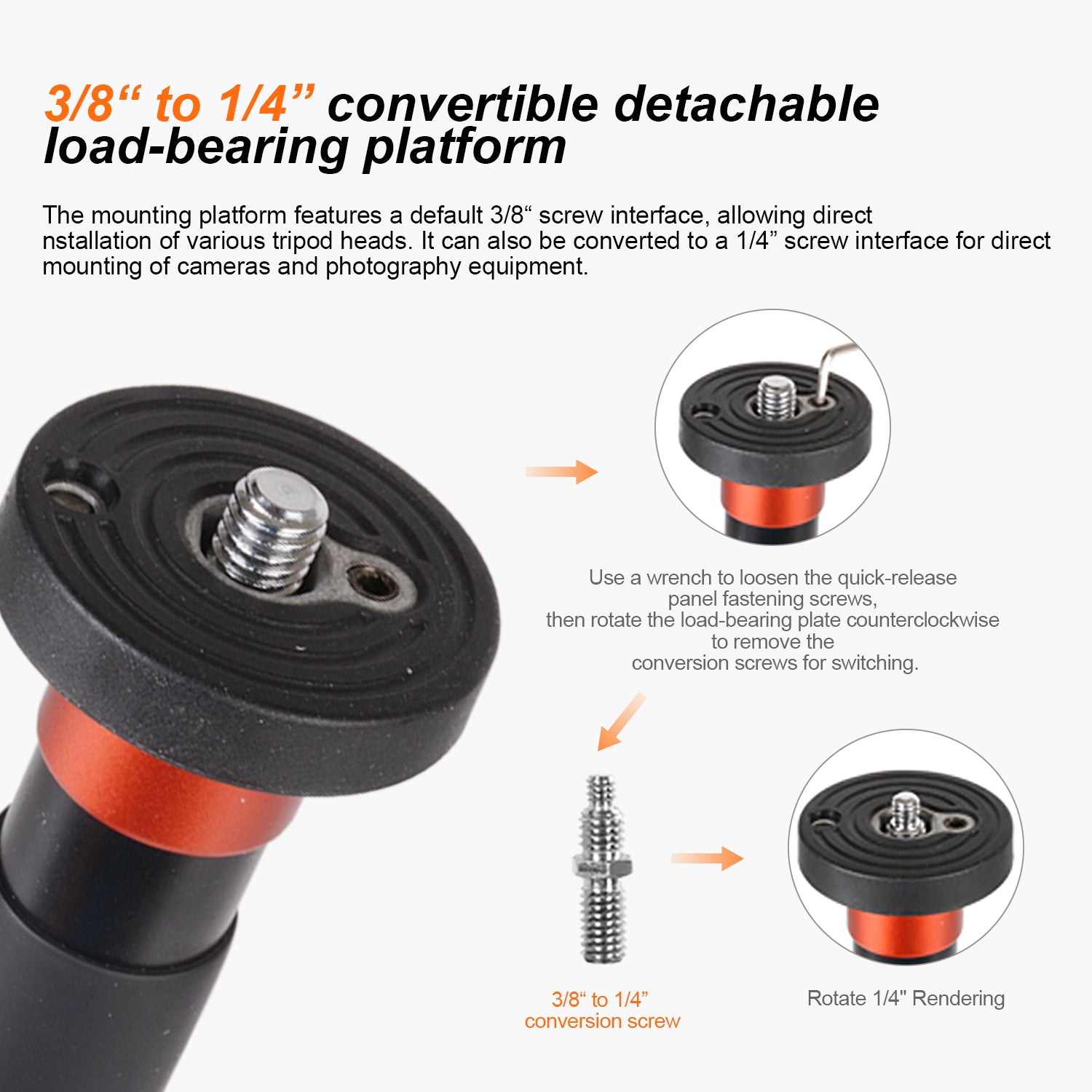 Portable Travel Tripod  3/8" 1/4" screws
