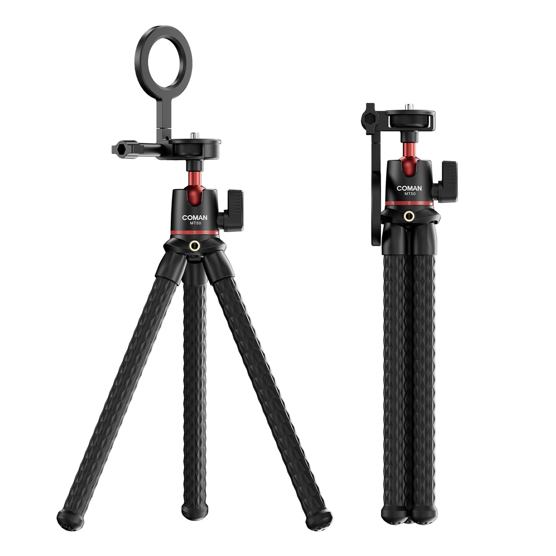 COMAN MT50 Magnetic Flexible Tripod for Phone Camera with 360° Rotation GoPro Mount and 1/4 Screw