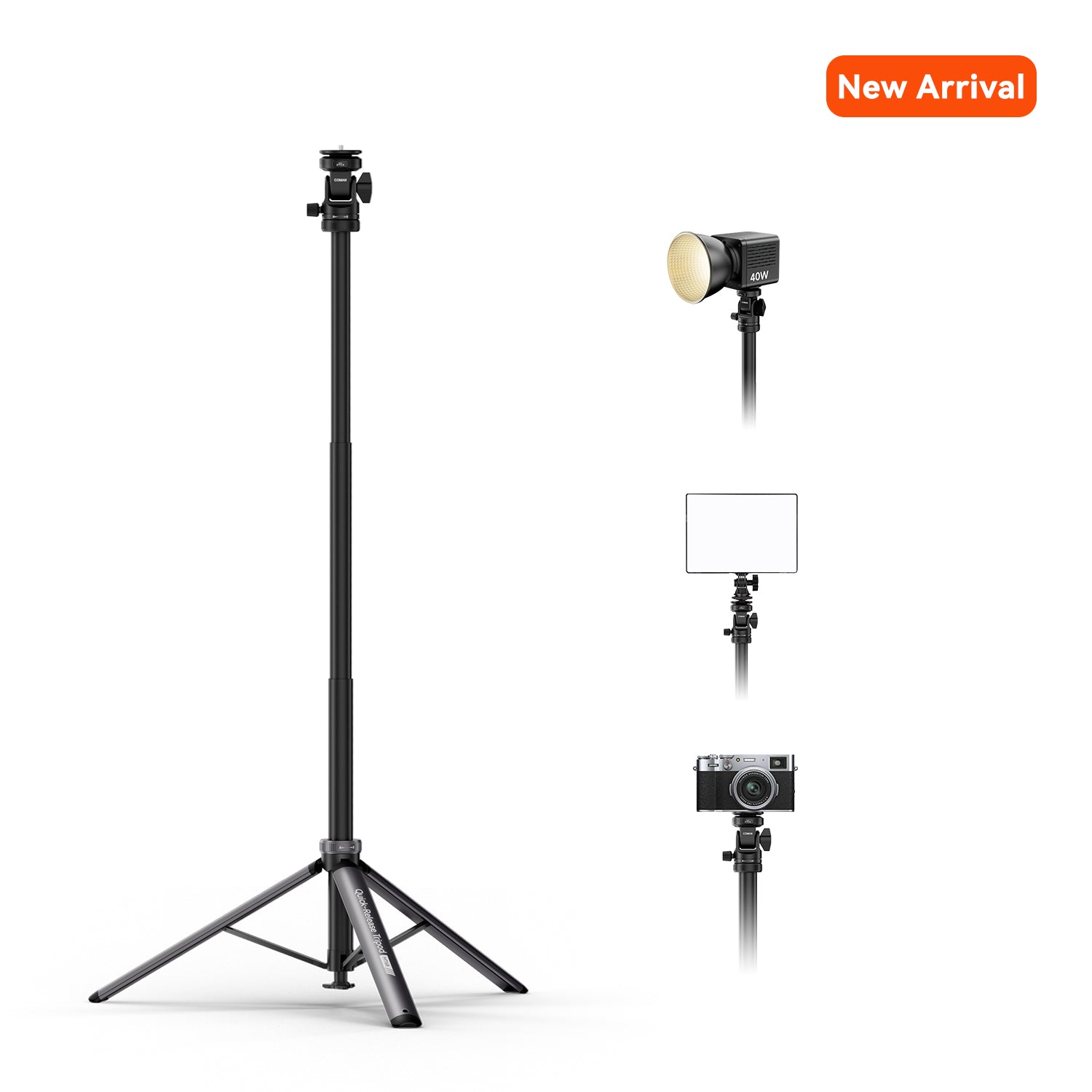 COMAN MT68 One Touch Quick Release Light Stand Tripod 83.4” Adjust 360° Pan