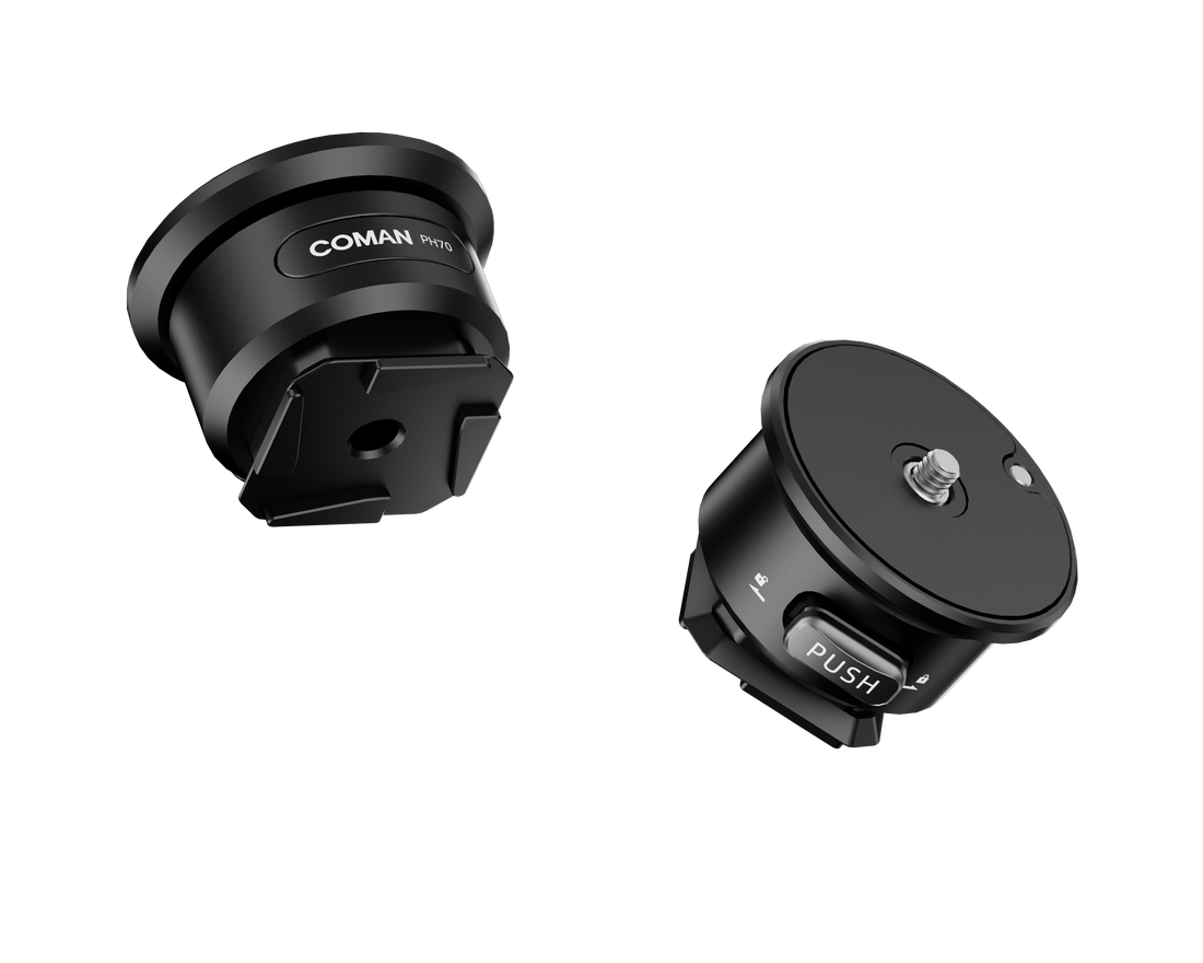 COMAN PH70 Quick Release Adapter – Fast Locking Tripod Mount 3/8 to 1/4 Conversion