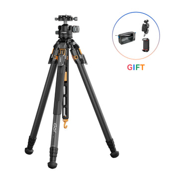 COMAN T1A40 4-Section Carbon Fiber Snap Tripod Dual Panoramic Hydraulic Ball Head 66.5in 44lb Load