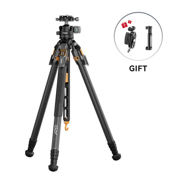 COMAN T1A40 4-Section Carbon Fiber Snap Tripod Dual Panoramic Hydraulic Ball Head 66.5in 44lb Load
