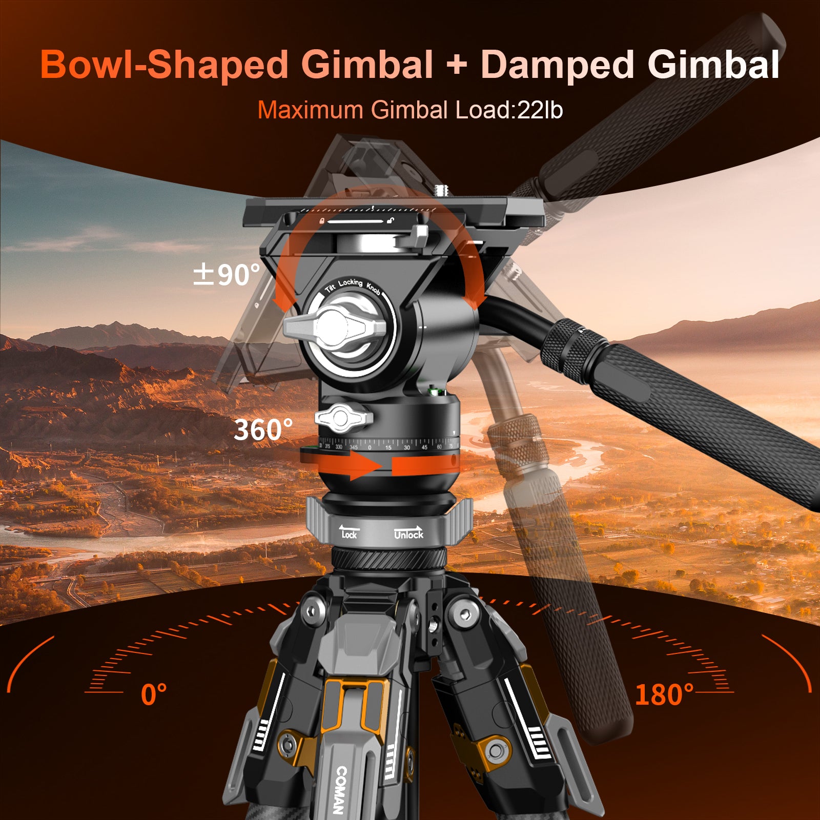 COMAN T1SV5 4-Section Carbon Fiber Snap-Open Tripod 68.9