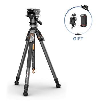 COMAN T1SV5 Snap-Open Carbon Fiber Tripod 68.9" Video and Photography with Fluid Bowl Head