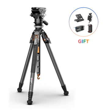 COMAN T1SV5 4-Section Carbon Fiber Snap-Open Tripod 68.9" with Fluid Bowl Head for Video & Photography