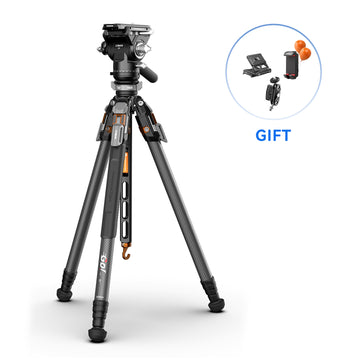 COMAN T1SV5 4-Section Carbon Fiber Snap-Open Tripod 68.9" with Fluid Bowl Head for Video & Photography