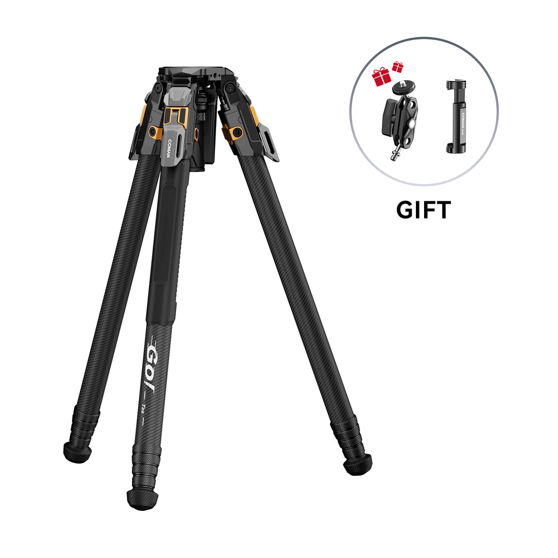 COMAN T2 Series Professional Carbon Fiber Tripod | Snap-Open Camera Video Tripod