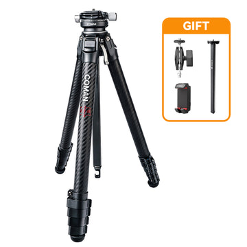 Coman Zero Y Professional Travel Carbon Fiber Tripod, 360° Ball Head, Arca Swiss for DSLR