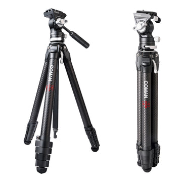 Tripode video da viaggio in fibra di carbonio COMAN ZERO V con rilascio rapido ARCA per DSLR