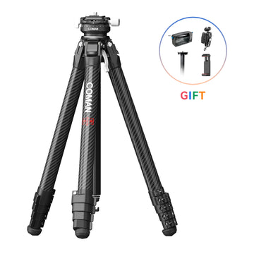 Coman Zero y Travel Travel Tripod Fiber Fiber, 360 ° Ball Head, ARCA Suisse pour DSLR