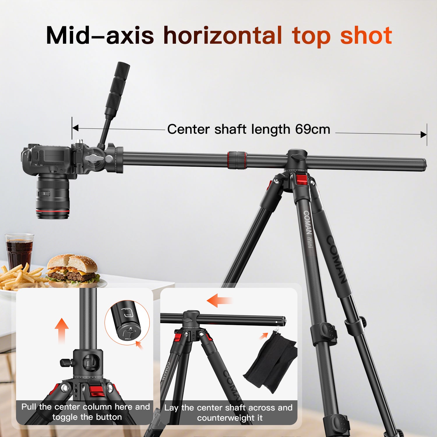 Horizontal Tripod For Videography | COMAN KX3939Mini