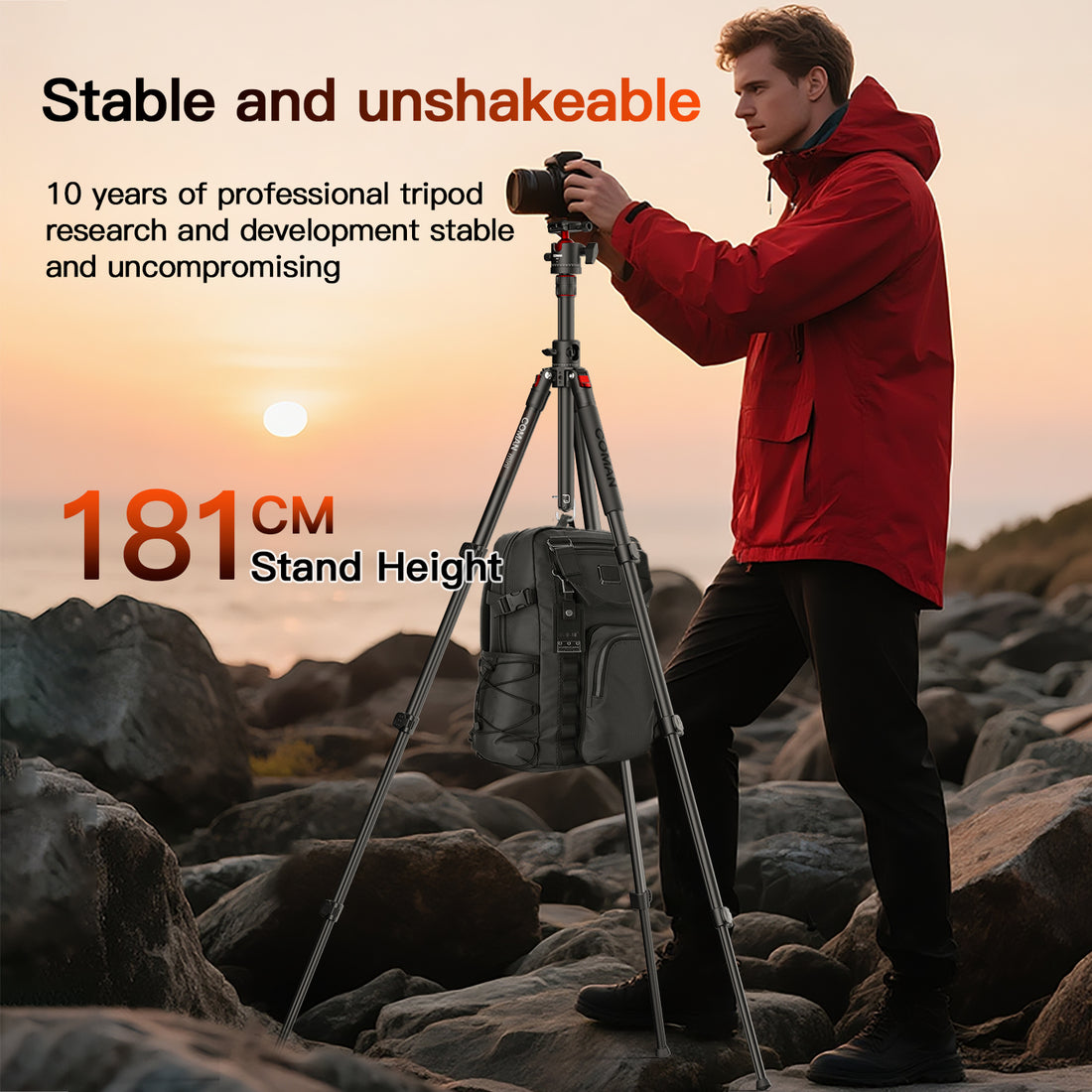 COMAN KX3939Mini A32&V1 Multi-Functional Horizontal Tripod & Monopod with Fluid Head & 360° Ball Head, 1810mm, 5KG Load