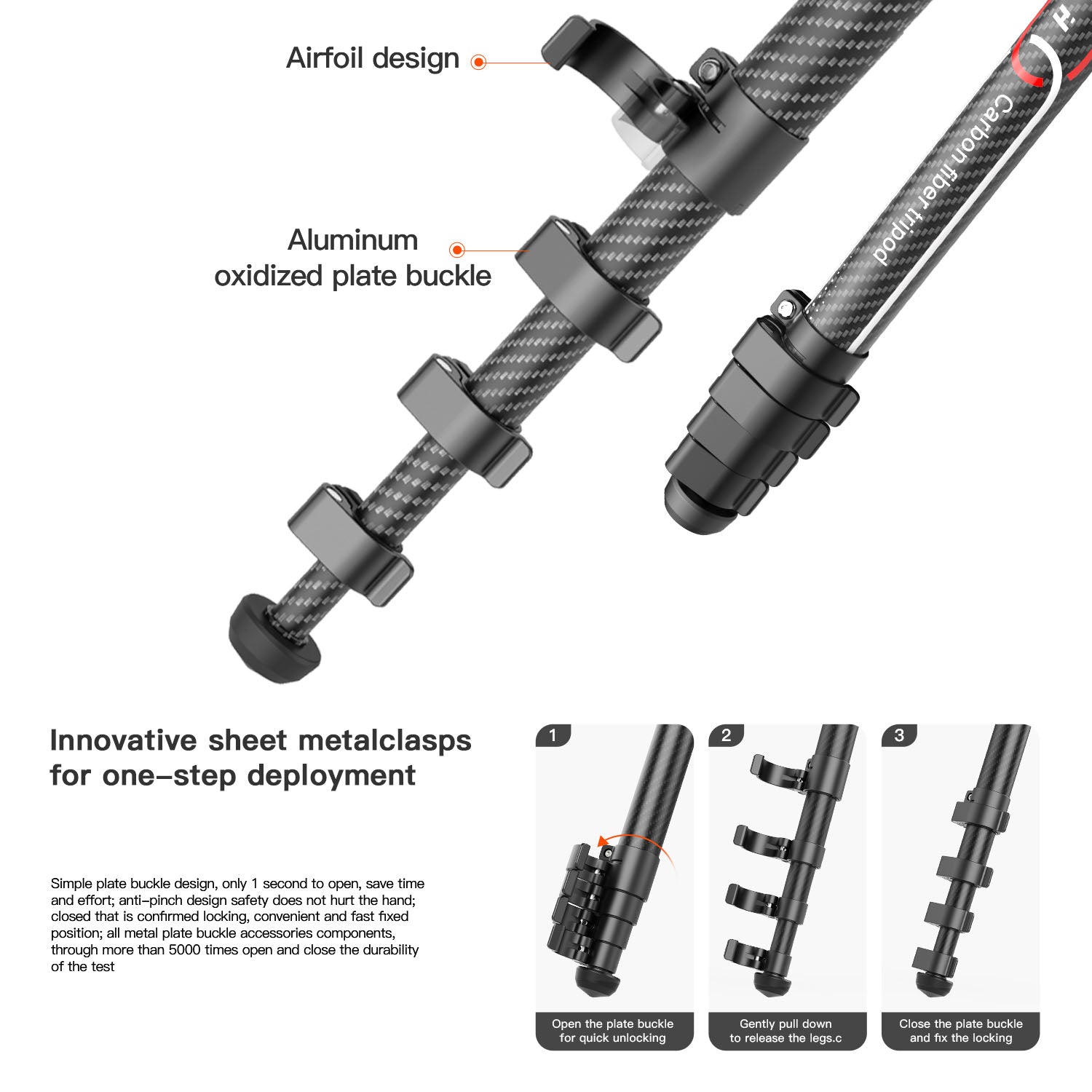 High-quality carbon fiber travel tripod